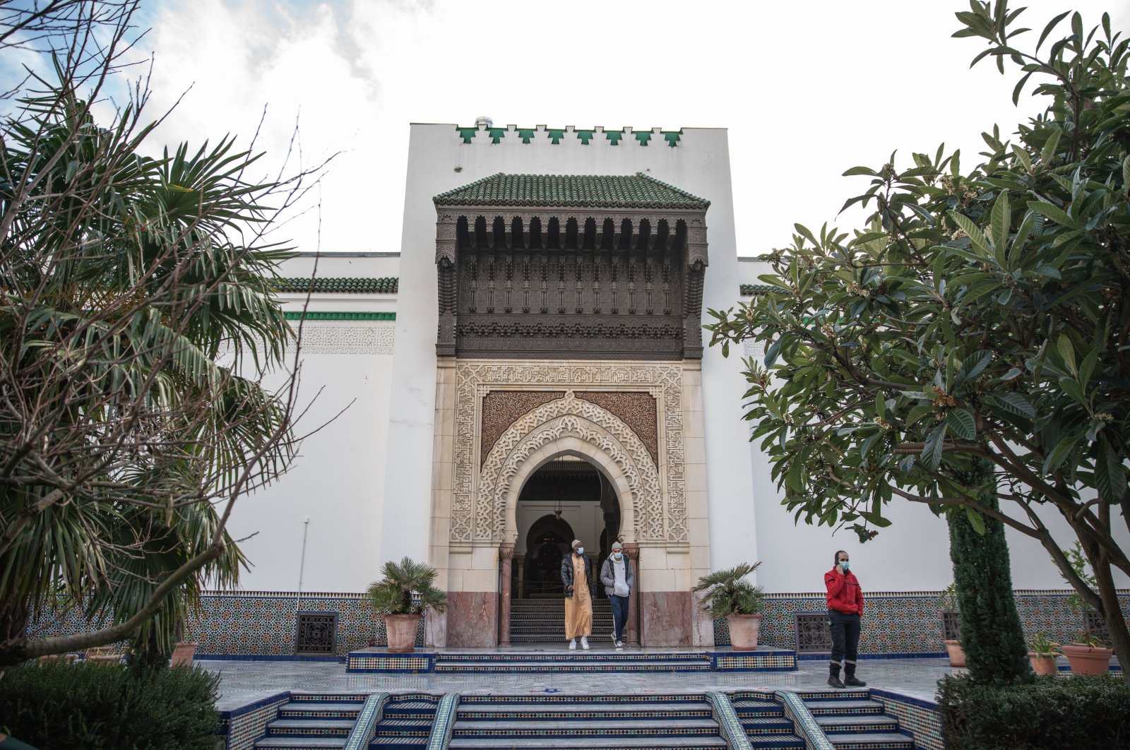 The entrance to the Paris Grand Mosque after Friday prayers, Paris, France, Dec. 11, 2020. (Photo by Getty Images)