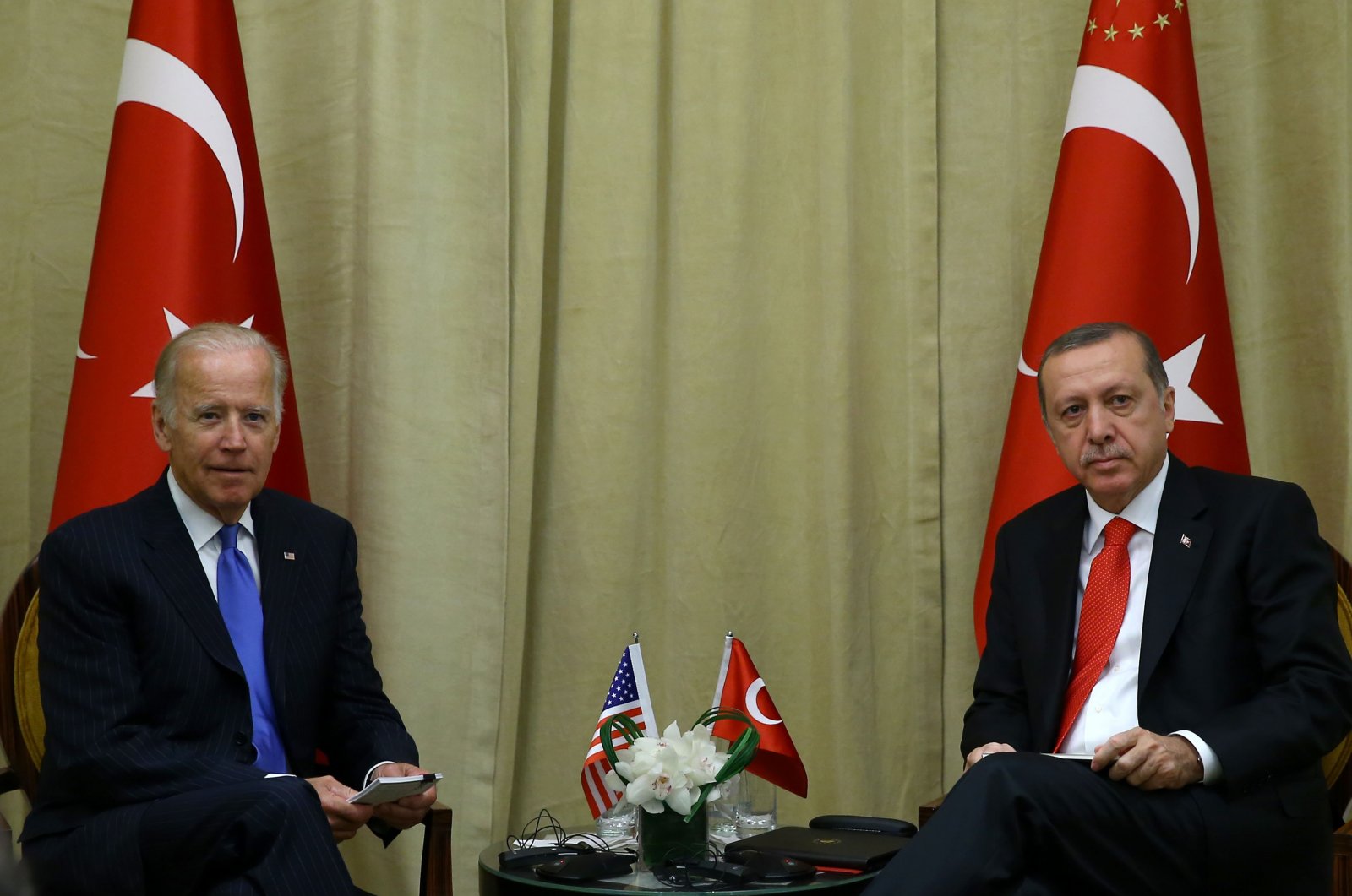 President Recep Tayyip Erdoğan meets with then-U.S. Vice President Joe Biden in the capital Ankara, Sept. 21, 2016. (Sabah File Photo)