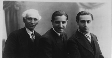 A photo of Aşod Madatyan (L), Torkom Sırabyan (C) and  Hagop Ayvaz  in 1934. (Courtesy of Yapı Kredi Culture Arts)