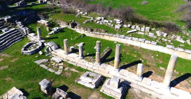 Re-erected columns in the Sanctuary of Hecate in Lagina, Muğla, southwestern Turkey, Feb. 19, 2020. (AA PHOTO)
