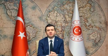 Deputy Foreign Minister Yavuz Selim Kıran speaks during a videoconference call in the capital Ankara, Turkey, Feb. 23, 2021. (DHA Photo)