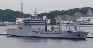 Indian Navy INS Shakti (A57), a Deepak-class fleet tanker, is seen off the shore of Kanagawa, Japan, June 5, 2012. (Shutterstock)