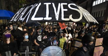 Demonstrators march through the streets protesting the death of Daniel Prude, Rochester, New York, the U.S. Sept. 4, 2020. (AP Photo)