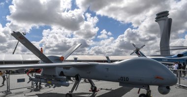 TIA's unmanned aerial vehicle (UAV) Anka is on display during Teknofest at Istanbul Airport, Turkey, Sept. 20, 2018. (AFP Photo)