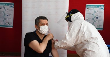 Minister of National Education Ziya Selçuk gets vaccinated, in Çorum, northern Turkey, Feb. 24, 2021. (AA Photo)