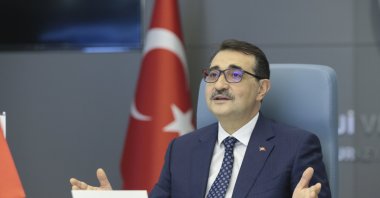 Energy and Natural Resources Minister Fatih Dönmez speaks during the Turkic council energy ministeries meeting held online, Ankara, Turkey, Feb. 24, 2021. (AA Photo)