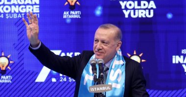 President Recep Tayyip Erdoğan speaks at the 7th Istanbul Provincial Congress, Istanbul, Turkey, Feb. 24, 2021. (AA Photo)