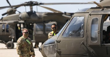 The U.S. Army's 101 CAB Brigade arrives at the port of Alexandroupoli (Dedeağaç) in Greece to deploy soldiers, manpower, troops, vehicles and helicopters for the Atlantic Resolve 2020 NATO military exercise, in Alexandroupoli, Greece, July 23, 2020. (Getty Images)
