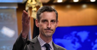 U.S. State Department spokesperson Ned Price gestures as he speaks during the daily press briefing at the State Department in Washington, D.C., on Feb. 25, 2021. (AFP Photo)