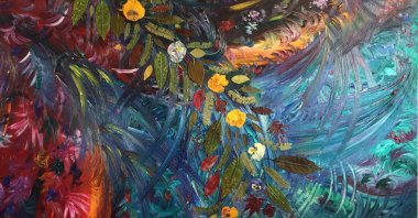 Terry Katalan, “Rainforest,” collage, 1.2 by 1.5 meters. (Courtesy of Yunus Emre Institution)