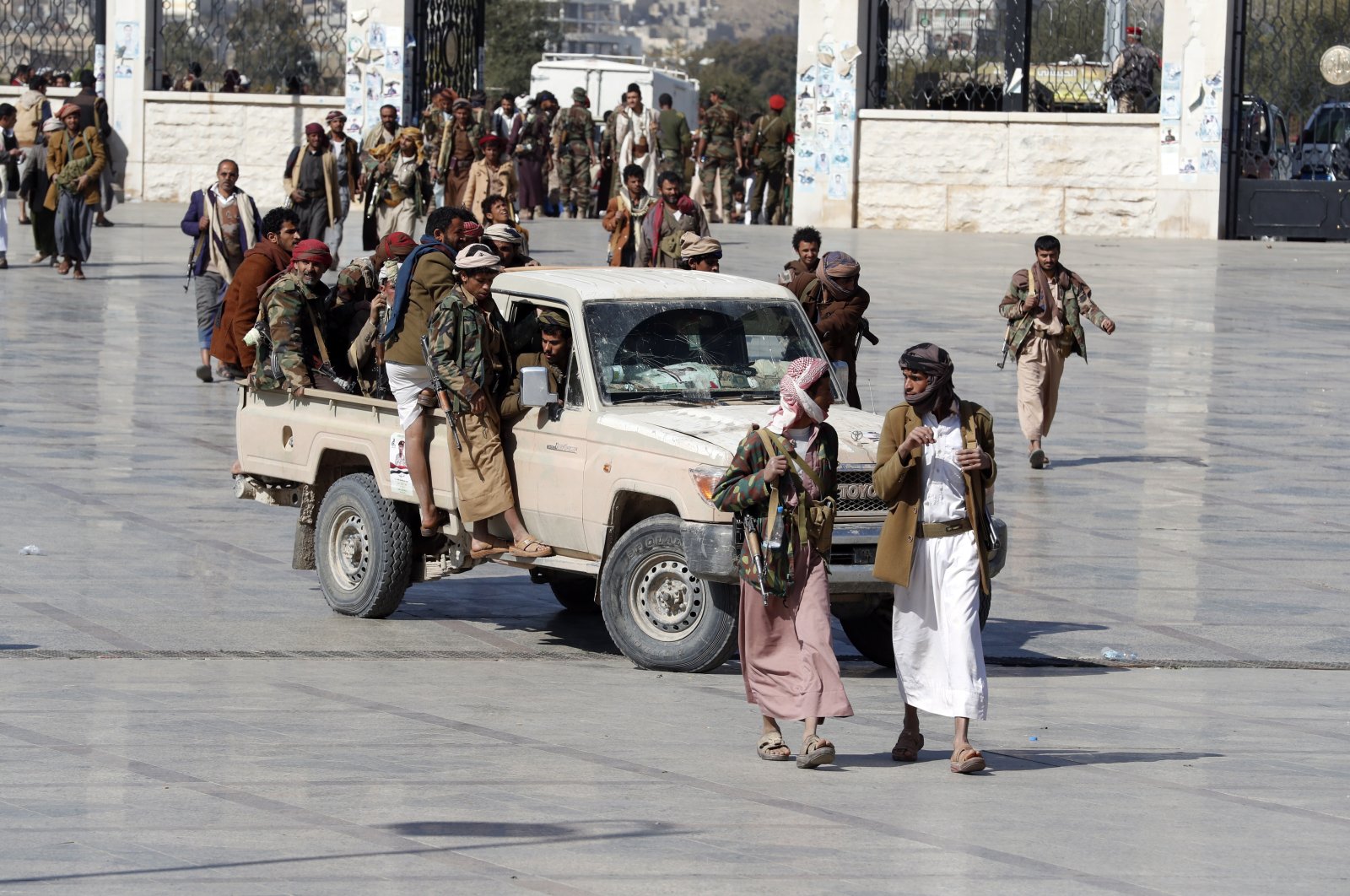 Iran-backed armed Houthi militia seen in Sanaa, Yemen, Feb. 16, 2021. (EPA Photo)