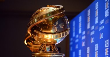 Golden Globe statues are set by the stage ahead of the 77th Annual Golden Globe Awards nominations announcement in Beverly Hills, California, on Dec. 9, 2019. (AFP Photo)