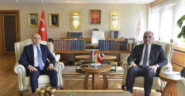 Azerbaijan’s Culture Minister Anar Karimov (L) and Turkey's Culture and Tourism Minister Mehmet Nuri Ersoy at the first Turkey-Azerbaijan Joint Committee Meeting, Ankara, March 1, 2021. (Courtesy of Ministry of Culture and Tourism)