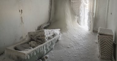 A house in Vorkuta that is covered with snow, Vorkuta, Russia, March 1, 2021. (AA Photo)