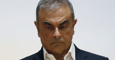 Former Nissan Motor Co. Chairman Carlos Ghosn holds a press conference at the Maronite Christian Holy Spirit University of Kaslik, in Kaslik, north of Beirut, Lebanon, Sept. 29, 2020. (AP Photo)