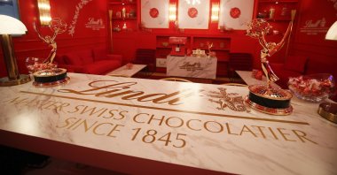 The decadent Lindt Chocolate Lounge where celebrities will relax backstage at the Emmy Awards is revealed ahead of the Sunday, Sept. 22 telecast during FOX's 2019 Pre-Emmy Press Event at Microsoft Theater on Thursday, Sept. 19, 2019, in Los Angeles, CA. (AP File Photo)