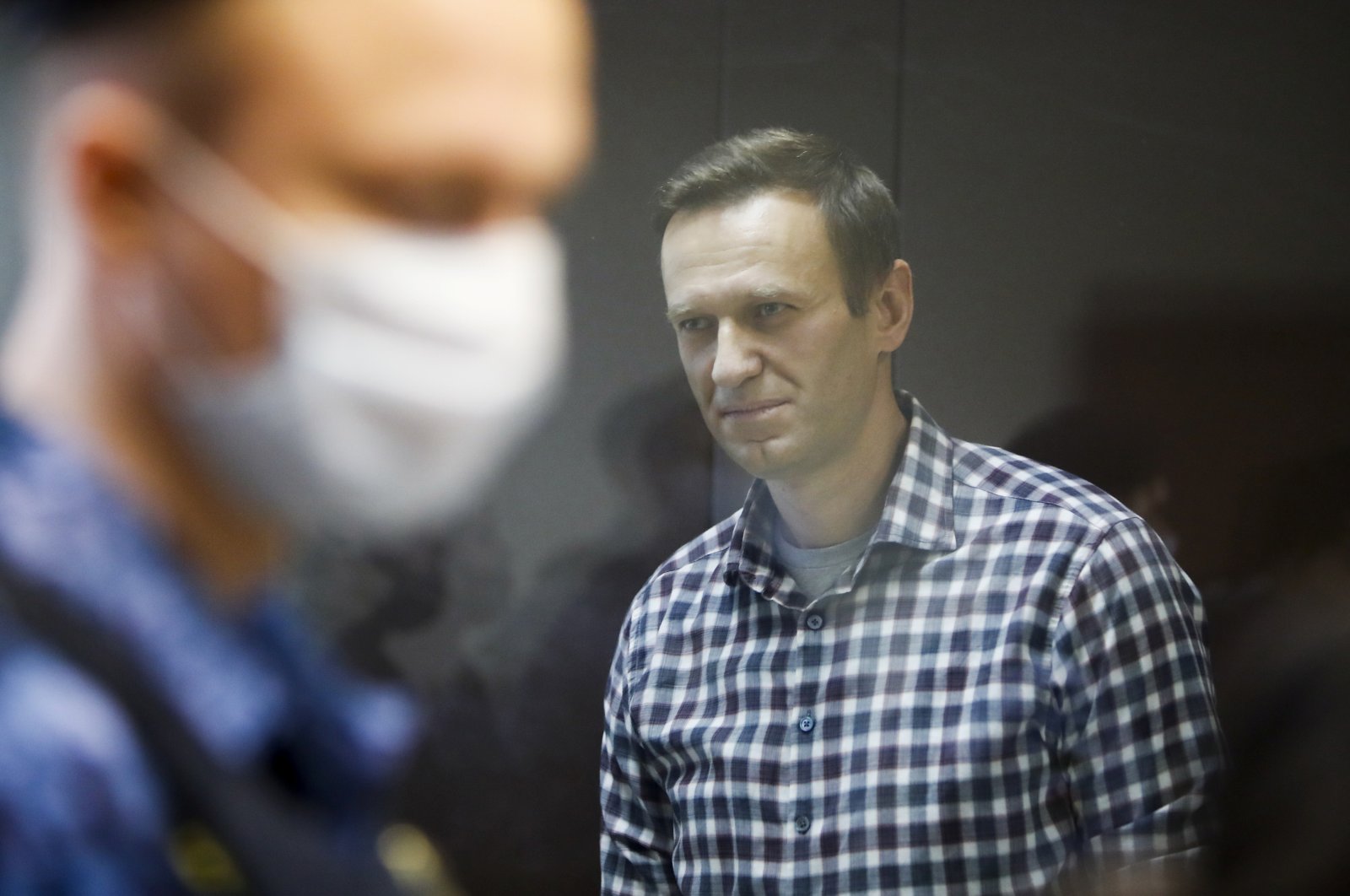 Russian opposition politician Alexei Navalny attends a hearing in Moscow, Russia, Feb. 20, 2021. (Reuters Photo)
