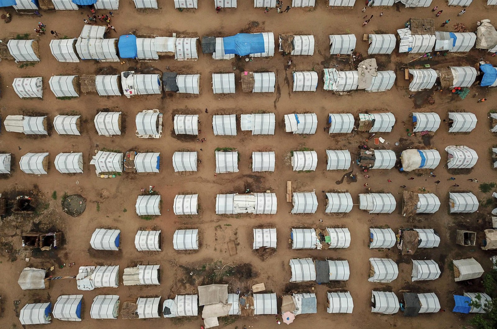 An aerial view of temporary housing in the Napala Agrarian Center of Metuge District, Cabo Delgado, northern Mozambique, Feb. 24, 2021. (AFP Photo)