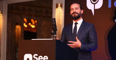 Arif Yıldırım, the Sunny electronic marketing and product category director, introduces the SeeTalk device, Istanbul, Turkey, March 3, 2021. (AA Photo)