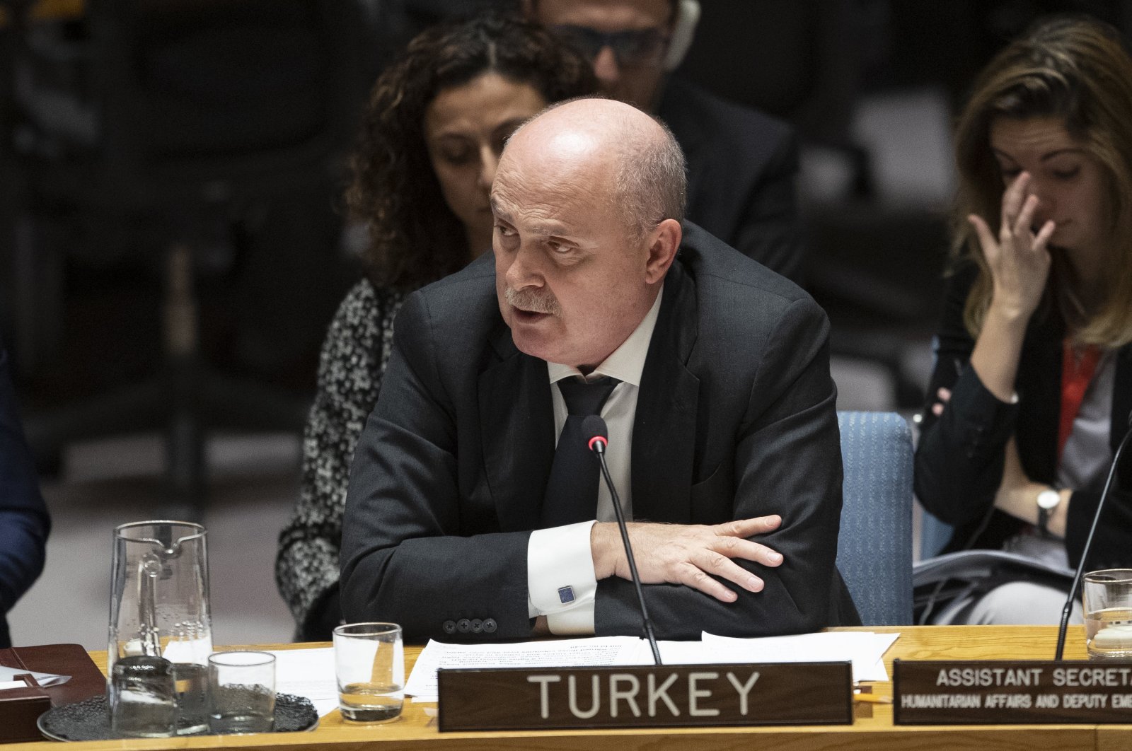 Turkish Ambassador to the United Nations Feridun Sinirlioğlu speaks during a Security Council meeting on the situation in Syria, Oct. 24, 2019. (AP Photo)