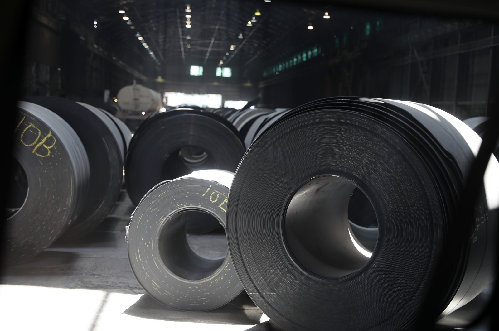 Rolls of finished steel at the U.S. Steel Granite City Works facility in Granite City, Illinois, U.S., June 28, 2018. (AP Photo)