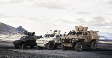 Some of Otokar's armored vehicles, including the new Cobra II MRAP (R) seen in the photo provided on March 3, 2021. (Courtesy of Otokar )