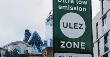 Signs indicating an Ultra Low Emission Zone (ULEZ) on a street in London, UK, June 15, 2019. (Shutterstock Photo)