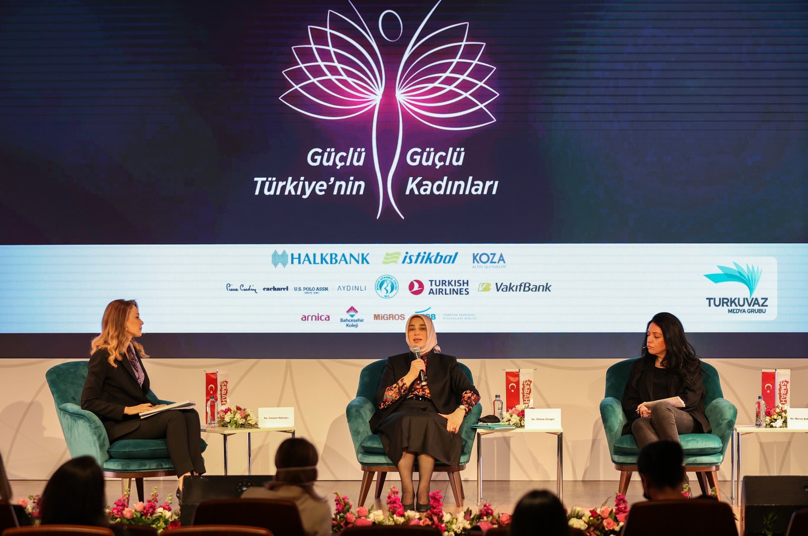 AK Party parliamentary group deputy chair Özlem Zengin (C) speaks at a panel during the summit, in Istanbul, Turkey, Mar. 4, 2021. (AA PHOTO) 