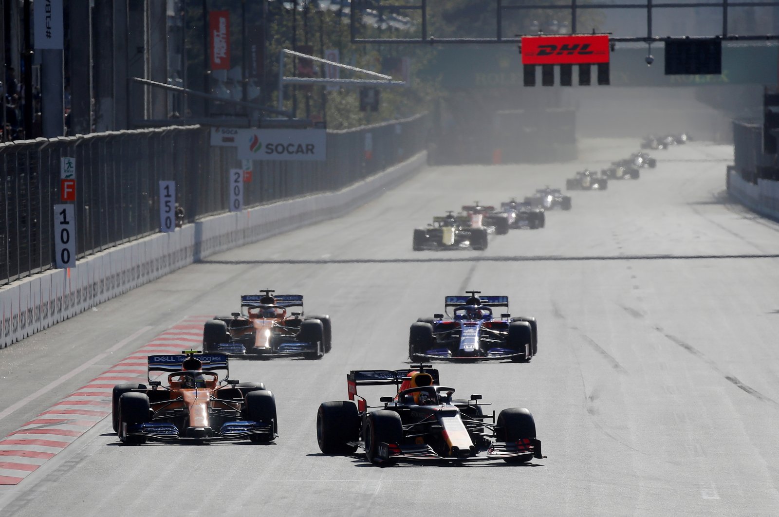 Formula One cars race in the Azerbaijan Grand Prix, Baku City Circuit, Baku, Azerbaijan, April 28, 2019. (Reuters Photo)