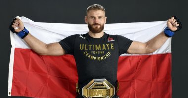 Poland's Jan Blachowicz poses for a post-fight portrait ahead of UFC 253 on UFC Fight Island, in Abu Dhabi, United Arab Emirates, Sept. 27, 2020. (Getty Images Photo)