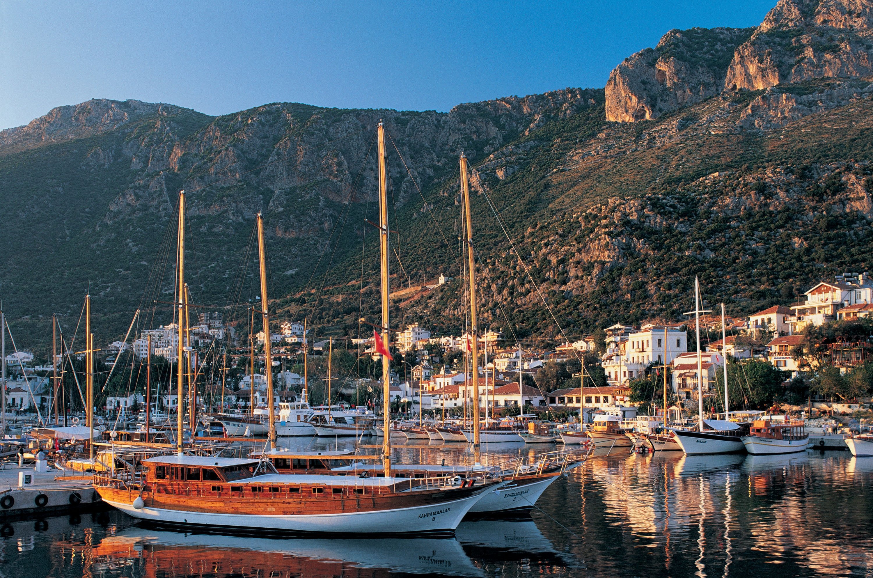 Luxury gulets at a marina in Kaş, Antalya, southern Turkey. (Universal Images Group via Getty Images)