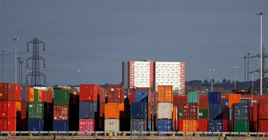 Shipping containers at the Port of Southampton, on the south coast of England, March 5, 2021. (AFP Photo)