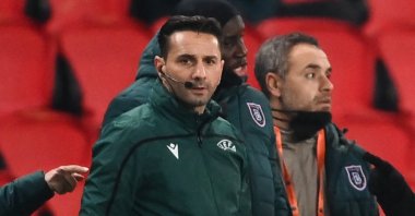 Referee Sebastian Coltescu looks on during the UEFA Champions League group H football match between Paris Saint-Germain and Istanbul Başakşehir at the Parc des Princes stadium in Paris, Dec. 8, 2020. (AFP Photo)