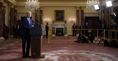 U.S. President Joe Biden speaks about foreign policy at the State Department, Washington, D.C., U.S., Feb. 4, 2021. (AP Photo)