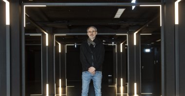 Alex Azary, chairperson of the association Museum of Modern Electronic Music (MOMEN), at a press event in the future premises of Frankfurt am Main's electronic music museum. (DPA)
