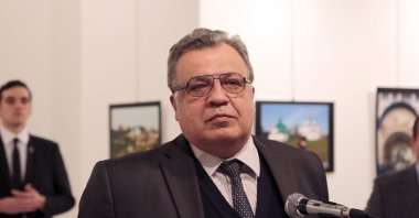 The Russian Ambassador to Turkey Andrei Karlov speaks at a gallery in the capital Ankara, Dec. 19, 2016. (AP Photo)