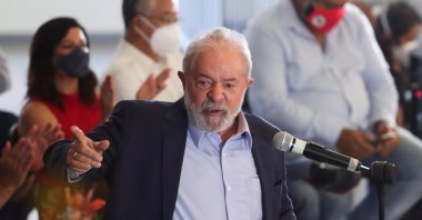 Brazil's former President Luiz Inacio Lula da Silva gestures as he speaks during a news conference in Sao Bernardo do Campo near Sao Paulo, Brazil March 10, 2021. (Reuters Photo)