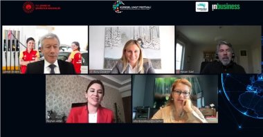 Attendants of the webinar on empowering women entrepreneurs are seen in this screenshot taken on March 10, 2021.