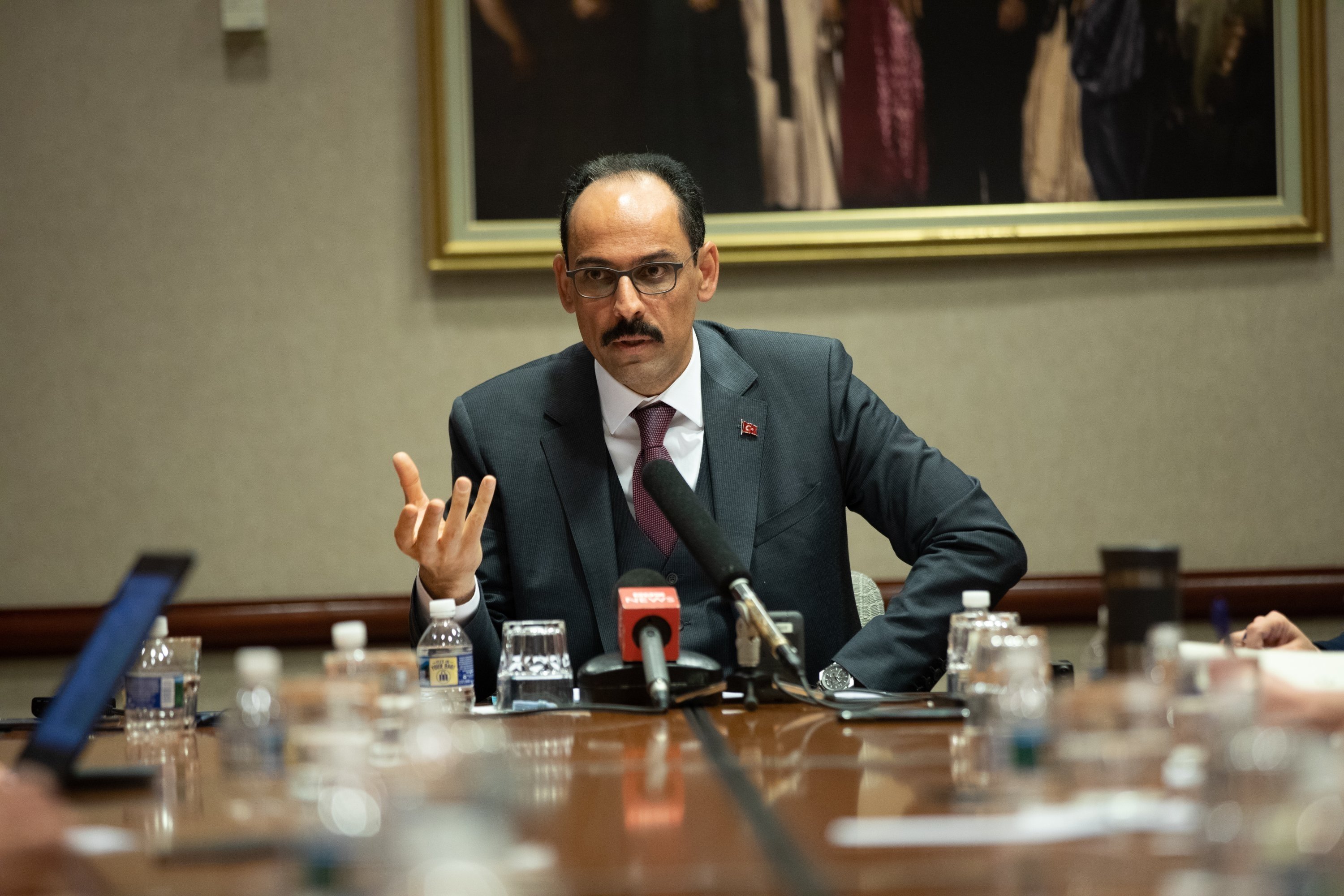Presidential Spokesperson Ibrahim Kalın speaks to journalists after the 37th joint annual conference of the American-Turkish Council (ATC) in Washington, D.C., U.S., April 18, 2019. (AA File Photo)