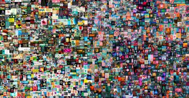 "Everydays - The First 5000 Days" a collage by digital artist Beeple, that was on auction at Christie's auction house. (Beeple Handout via Reuters)