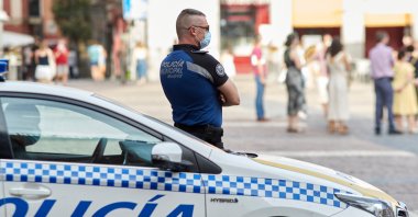 Municipal police patrols during the COVID-19 pandemic in Madrid, Spain, August 8, 2020. (Shutterstock Photo) 
