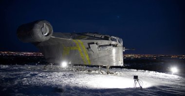 A view shows a replica of the Razor Crest gunship from the Mandalorian Disney  TV series, built by science fiction fans in Yakutsk, Russia, March 10, 2021. (Reuters Photo)