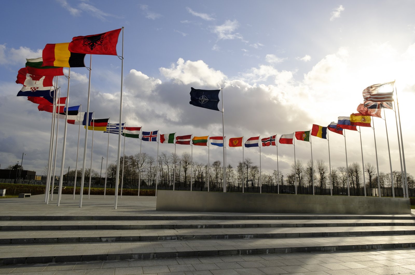 The flags of NATO members at NATO headquarters in Brussels, Belgium, Feb. 11, 2020. (Photo by Getty Images)