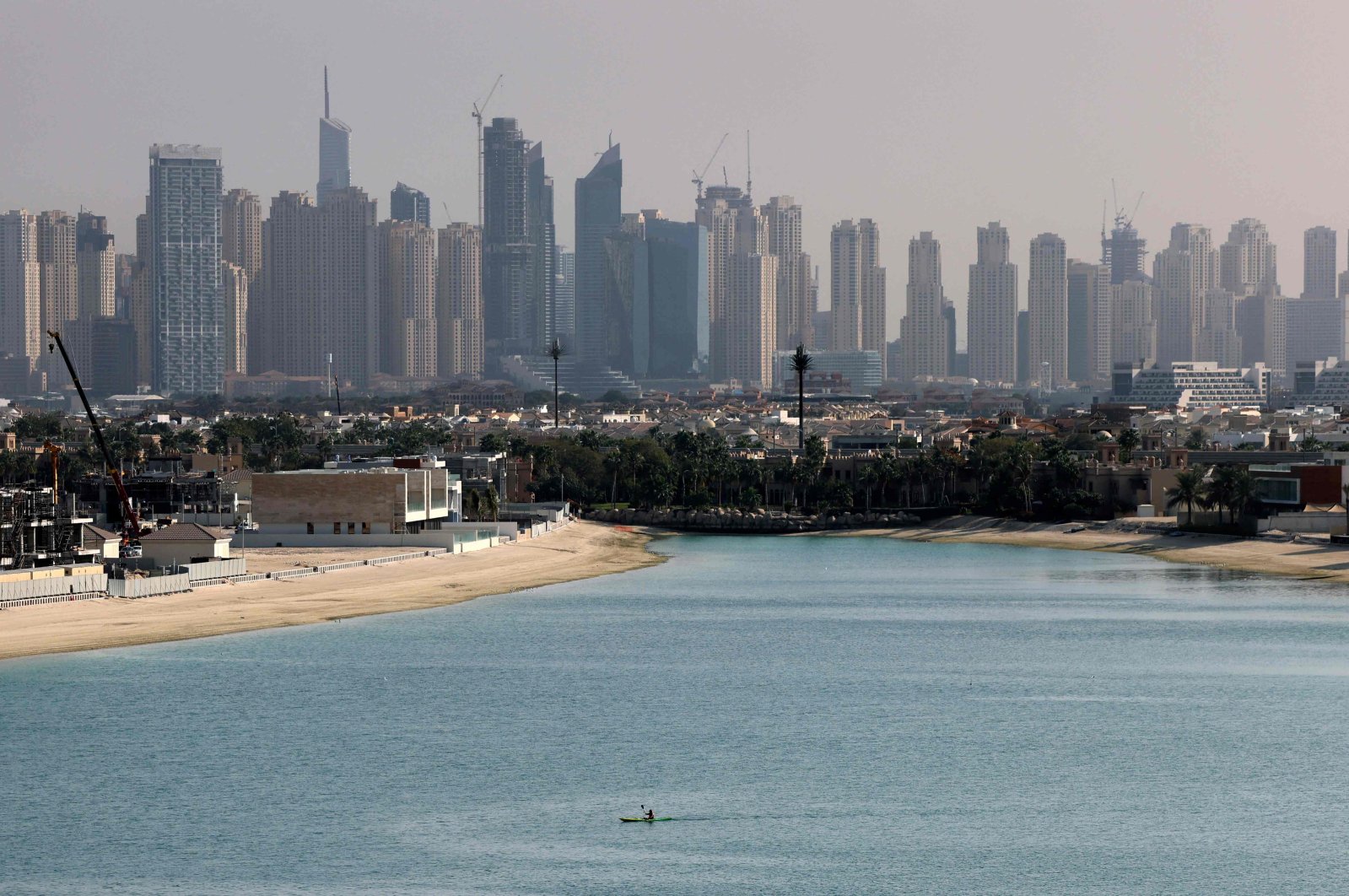 A view of the manmade archipelago of Palm Jumeira, in Dubai, United Arab Emirates (UAE), Feb. 24, 2021. (AFP Photo)
