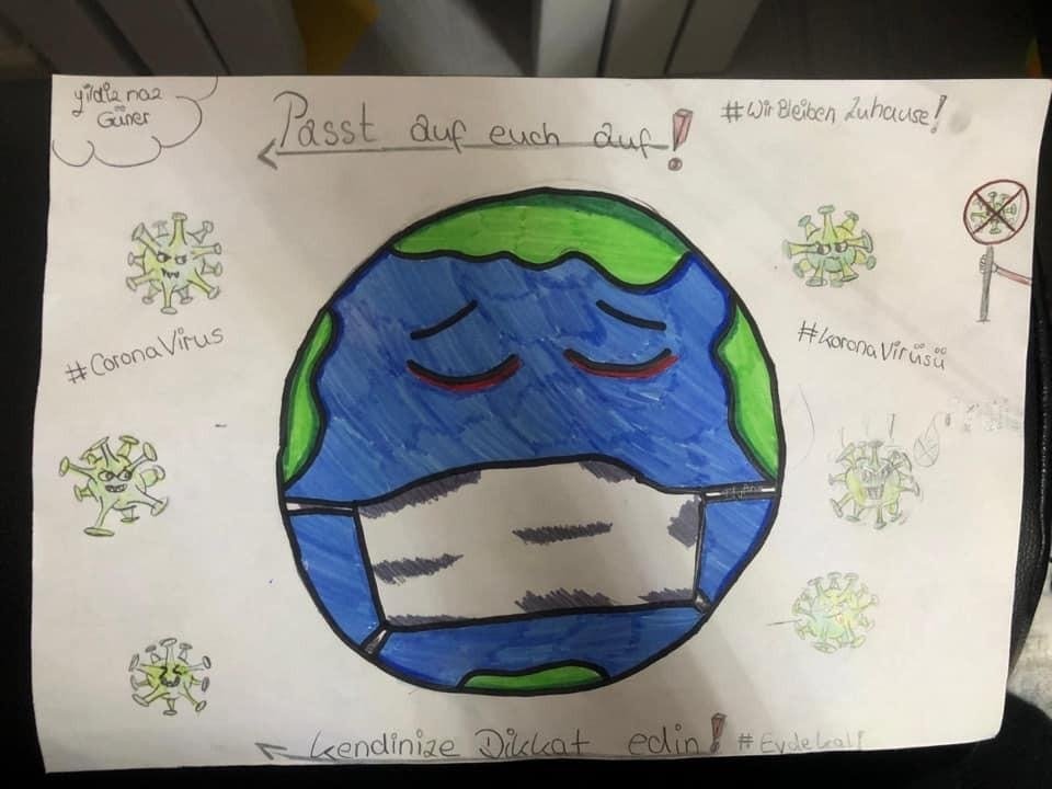 An image that a Turkish child drew for the contest that UID has organized with the title 'Stay at home.' (Photo Courtesy of UID)