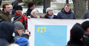 The Solidarity with Crimea event takes place in Kyiv, Ukraine, March 9, 2021. (AA)