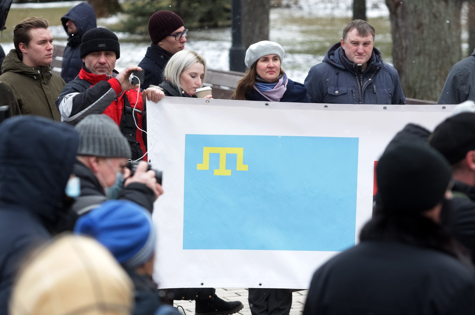 The Solidarity with Crimea event takes place in Kyiv, Ukraine, March 9, 2021. (AA)