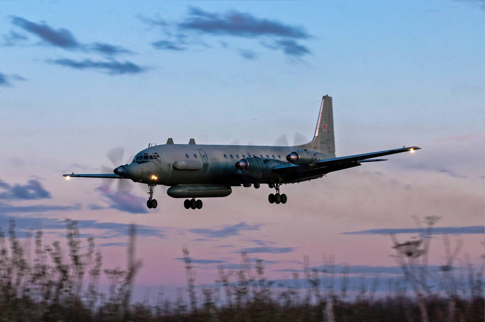 A photo taken on July 23, 2006 shows a Russian IL-20M (Ilyushin 20m) plane landing at an unknown location. (AFP Photo)