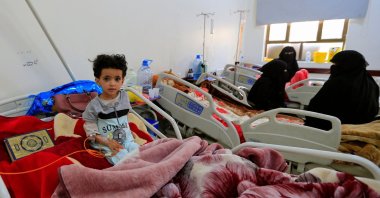 A young Yemeni cancer patient lies in bed as she receives treatment at the National Oncology Centre in the capital Sanaa, Yemen, March 3, 2021. (AFP Photo)