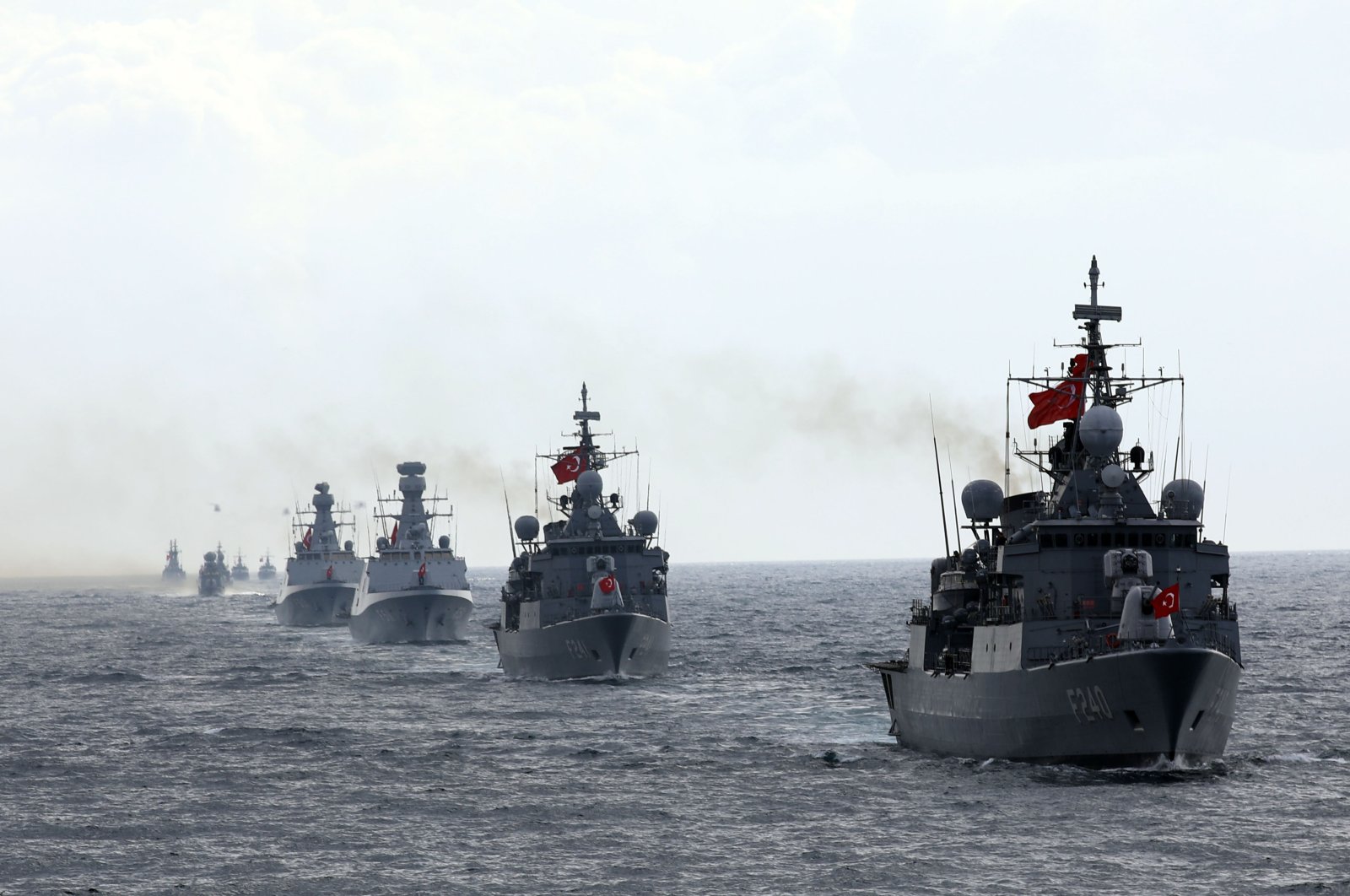 Turkish naval forces during the Blue Homeland 2021 tactical exercise, in the Aegean Sea, Turkey, March 6, 2021. (AA Photo)